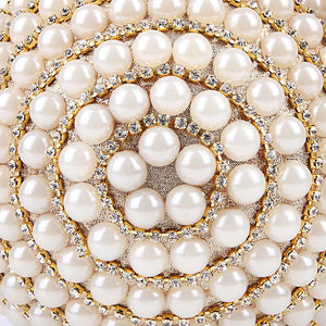 Luxury Women Pearl Beading Evening Bag Round Diamond Bridal Wedding Party