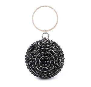 Luxury Women Pearl Beading Evening Bag Round Diamond Bridal Wedding Party