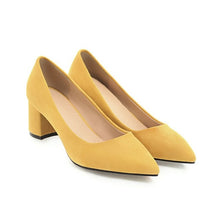 Load image into Gallery viewer, Meotina Thick High Heels Shoes Women Pumps Pointed Toe Work Shoes Slip On High Heels Spring Footwear Big Size 9 42 43 Red Yellow