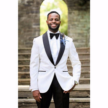 Load image into Gallery viewer, Fashion tuxedo jacket men suit 2019 One Button White Groom Tuxedos Groomsmen Men&#39;s Wedding Prom Suits (Jacket+Pants+Bow Tie)