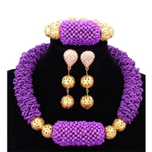 Load image into Gallery viewer, Purple Fine Jewelry Sets For Women Gold Color Balls African Set  Fashion