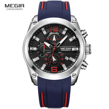 Load image into Gallery viewer, Megir Men&#39;s Chronograph Analog Quartz Watch with Date, Luminous Hands, Waterproof Silicone Rubber Strap Wristswatch for Man