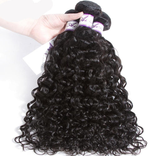Alidoremi Malaysian Water Wave Hair 3 Pcs Natural Black Human Hair Bundles Non Remy Hair Extention 8-28 inch