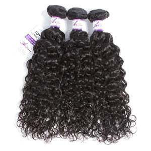 Alidoremi Malaysian Water Wave Hair 3 Pcs Natural Black Human Hair Bundles Non Remy Hair Extention 8-28 inch