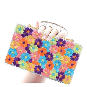 BaoYaFang Multicolor flower shining crystal womens platform wedding shoes with matching bags Clutches high heels female Pumps