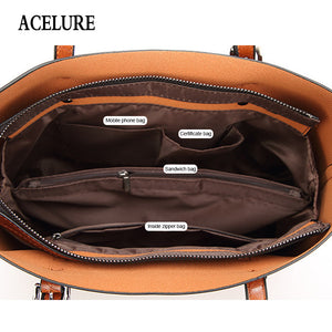 ACELURE Women bag Oil wax Women's Leather Handbags Luxury Tote