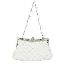 Load image into Gallery viewer, Hot Fashion White satin bridal evening prom clutch handbag purse Bling Rhinestones