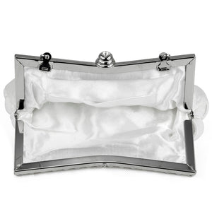 Hot Fashion White satin bridal evening prom clutch handbag purse Bling Rhinestones