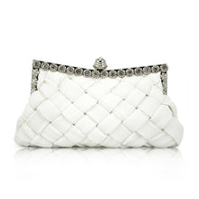 Load image into Gallery viewer, Hot Fashion White satin bridal evening prom clutch handbag purse Bling Rhinestones