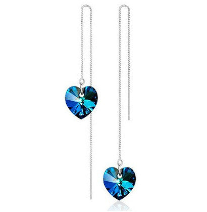 Heart shape Silver Plated Long Earrings For Women Crystal Earrings