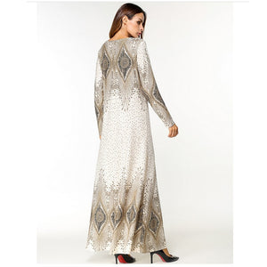 Fashion Flower Print Muslim Dress Women Abaya Middle East Long Robe Gowns Ramadan Dubai Arab Islamic Clothing