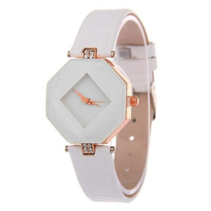 Geometry Crystal Leather Wristwatch