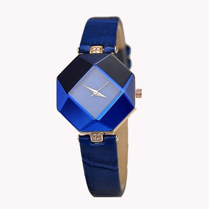 Geometry Crystal Leather Wristwatch