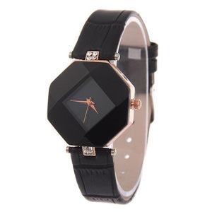 Geometry Crystal Leather Wristwatch