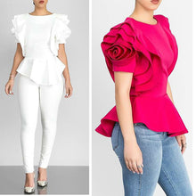 Load image into Gallery viewer, 2020 Women Fashion Summer O-Neck Ruffles Sleeve Asymmetric Hem Slim Tops Blouse