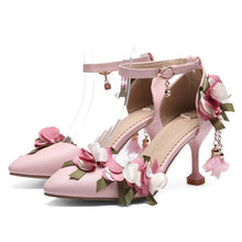 Load image into Gallery viewer, Ankle Strap Women&#39;s Floral Stilettos Party Wedding Shoes