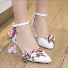 Load image into Gallery viewer, Ankle Strap Women&#39;s Floral Stilettos Party Wedding Shoes