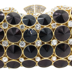 Boutique De FGG Elegant Black Jet Diamond Evening Clutches Bag Women Fashion Wedding Party Handbag Purse Bridal Crystal Clutch