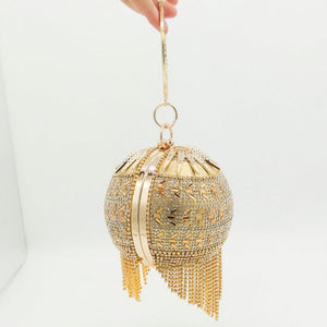 Golden Diamond Tassel Bridal Shoulder Handbag Wristlets Clutch Purse