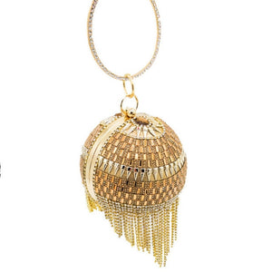 Golden Diamond Tassel Bridal Shoulder Handbag Wristlets Clutch Purse