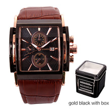 Load image into Gallery viewer, BOAMIGO men quartz watches large dial fashion casual sports watches rose gold sub dials clock brown leather male wrist watches