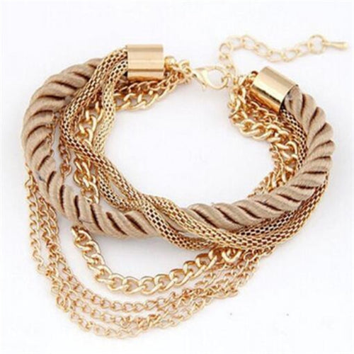 Multilayer Charm Bracelet Exaggerated Gold Chain Bracelet