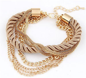 Multilayer Charm Bracelet Exaggerated Gold Chain Bracelet