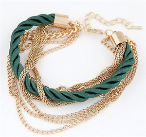 Multilayer Charm Bracelet Exaggerated Gold Chain Bracelet