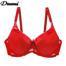 Load image into Gallery viewer, 40/90 42/95 44/100 D DD cup large size bra,back closure women underwear bras,bow push up sexy lingerie brassiere