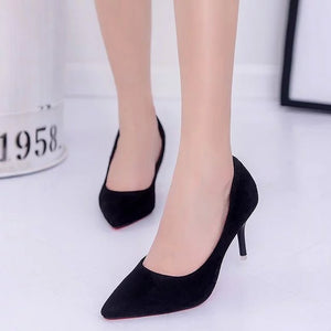 Faux Suede High Heels Woman Shoes Pointed Toe
