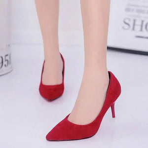 Faux Suede High Heels Woman Shoes Pointed Toe