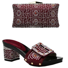 Load image into Gallery viewer, Wine Color Italian Shoes with Matching Bags.