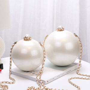 Portable Pearl Makeup Hard Box Clutch Bag Sling Purses And Shoulder Clutch Bag