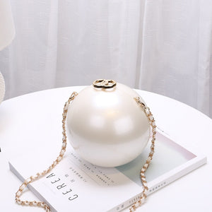 Portable Pearl Makeup Hard Box Clutch Bag Sling Purses And Shoulder Clutch Bag