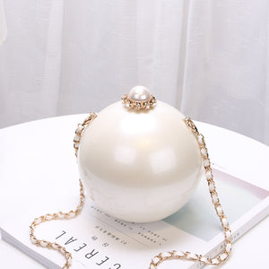 Portable Pearl Makeup Hard Box Clutch Bag Sling Purses And Shoulder Clutch Bag