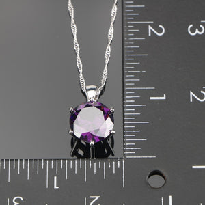 Wedding Purple Zirconia Women Bridal Jewelry Sets Costume Silver 925 Jewelry Bracelets Stone Earrings Necklace Ring Set Gift Box