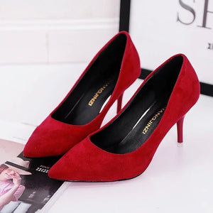 Faux Suede High Heels Woman Shoes Pointed Toe