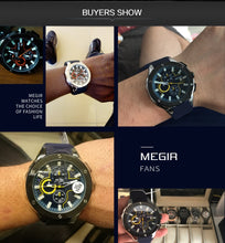 Load image into Gallery viewer, MEGIR Men Sport Watch Chronograph Silicone Strap Quartz Army Military Watches Clock .