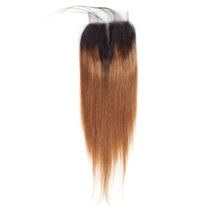 HC Ombre Bundles With Closure 1B/30 Two Tone Ombre Human Hair Weave Brazilian .
