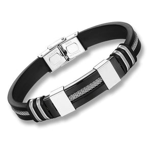 4 Color Stainless Steel Silicone Bracelet Men Jewelry WristBand