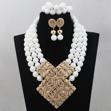 Load image into Gallery viewer, Charms White Beaded African Jewelry Sets Nigerian Wedding Costume Jewelry Set