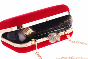 Ladies Velvet Clutch Pearl Crystal Evening Bags