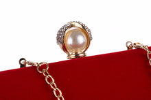 Load image into Gallery viewer, Ladies Velvet Clutch Pearl Crystal Evening Bags