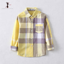 Load image into Gallery viewer, Cotton Long Sleeve Turn-down Collar Yellow Plaid Children