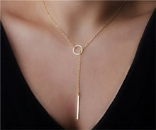 Load image into Gallery viewer, Circle Lariat Pendant Necklace