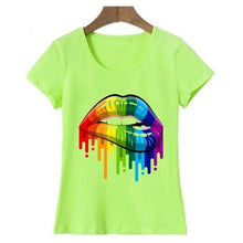 Load image into Gallery viewer, Women Summer Tops Sexy color Lips Painted t shirt round neck