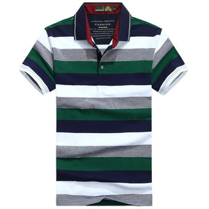 Striped Polo Shirt Men Summer Cotton Business Tops