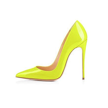 Load image into Gallery viewer, GENSHUO Brand Shoes 10 12CM Heels Women Shoes Pumps Stiletto Neon Yellow Sexy Party High Heels Shoes Big Size 10 11 12