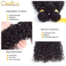 Load image into Gallery viewer, Ossilee Water Wave Bundles Brazilian Hair Weave Bundles Human Hair Bundles Natural Black Color NonRemy Hair Extentions 1/3/4Pcs