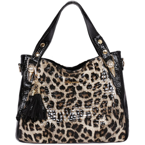 luxury handbags women bags designer Fashion Leopard women leather handbags tassel crossbody shoulder bag women messenger bags